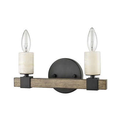 Atlas Lighting Stone Manor 12in 2-Light Vanity Light | Transitional Matte Black and Aspen Metal | Bathroom & Powder Room | Model WL11450-BK