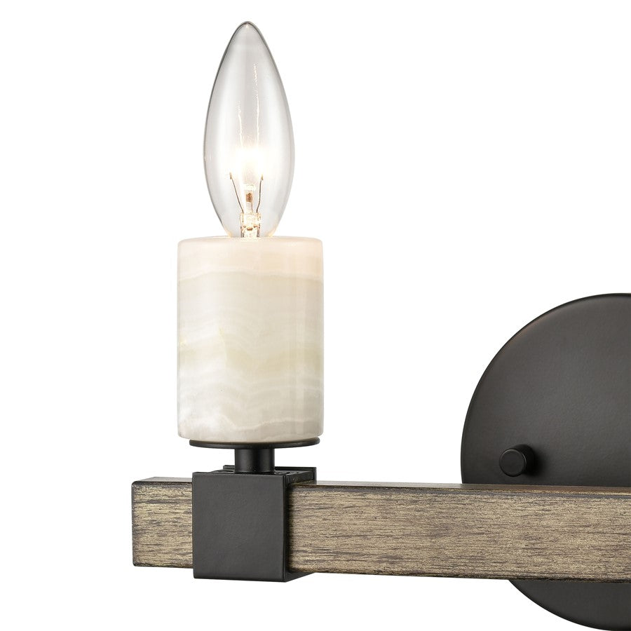 Atlas Lighting Stone Manor 12in 2-Light Vanity Light | Transitional Matte Black and Aspen Metal | Bathroom & Powder Room | Model WL11450-BK