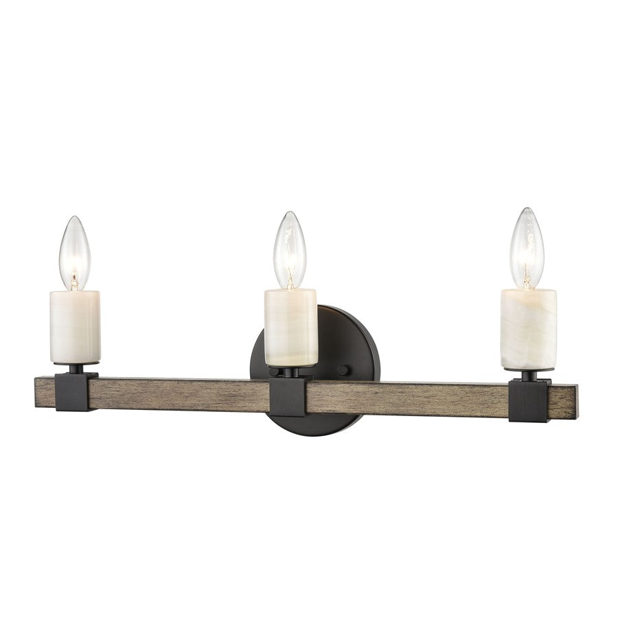 Atlas Lighting Stone Manor 21in 3-Light Vanity Light | Transitional Matte Black and Aspen Metal | Bathroom & Powder Room | Model WL11451-BK