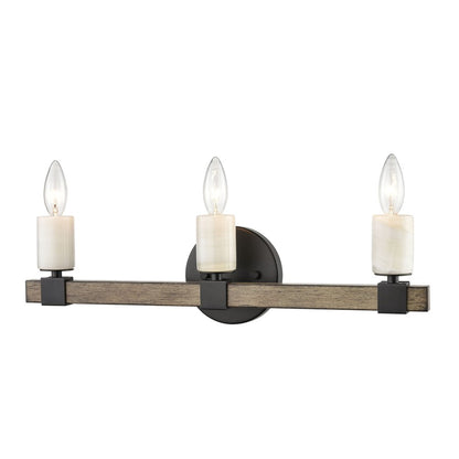 Atlas Lighting Stone Manor 21in 3-Light Vanity Light | Transitional Matte Black and Aspen Metal | Bathroom & Powder Room | Model WL11451-BK