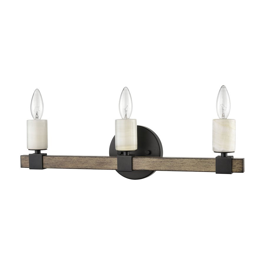 Atlas Lighting Stone Manor 21in 3-Light Vanity Light | Transitional Matte Black and Aspen Metal | Bathroom & Powder Room | Model WL11451-BK