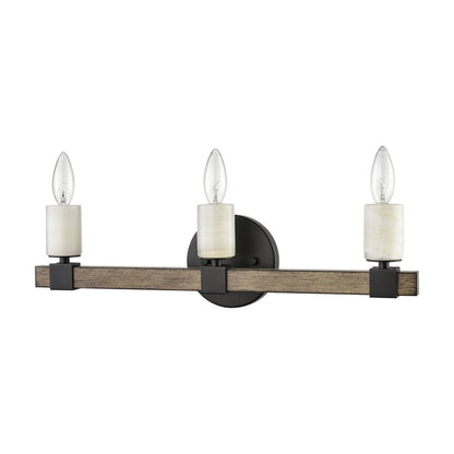 Atlas Lighting Stone Manor 21in 3-Light Vanity Light | Transitional Matte Black and Aspen Metal | Bathroom & Powder Room | Model WL11451-BK