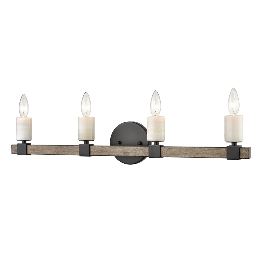 Atlas Lighting Stone Manor 30in 4-Light Vanity Light | Transitional Matte Black and Aspen Metal | Bathroom Vanity | 30 x 4 x 6 in | Model WL11452-BK