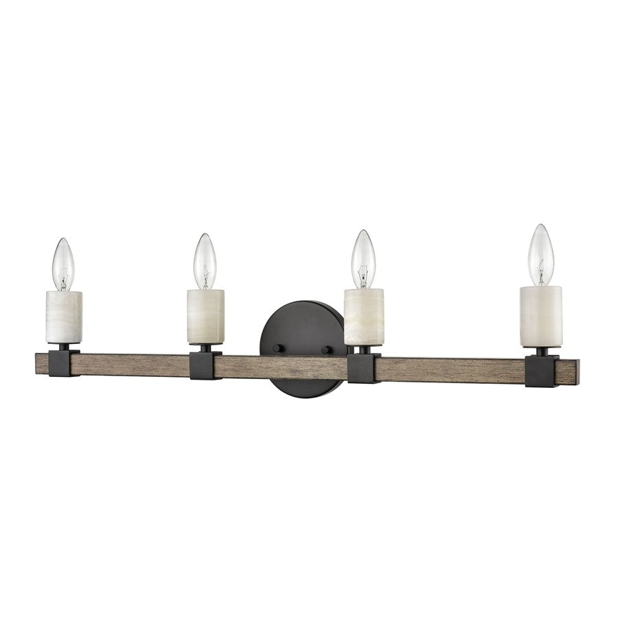 Atlas Lighting Stone Manor 30in 4-Light Vanity Light | Transitional Matte Black and Aspen Metal | Bathroom Vanity | 30 x 4 x 6 in | Model WL11452-BK