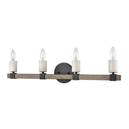 Atlas Lighting Stone Manor 30in 4-Light Vanity Light | Transitional Matte Black and Aspen Metal | Bathroom Vanity | 30 x 4 x 6 in | Model WL11452-BK