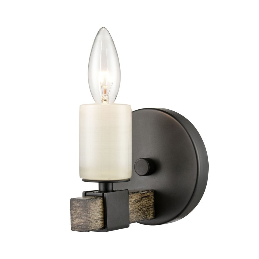 Atlas Lighting Stone Manor 5in 1-Light Wall Sconce | Transitional Matte Black and Aspen Metal | Bathroom & Hallway | 5 x 5 x 5 in | Model WL11453-BK