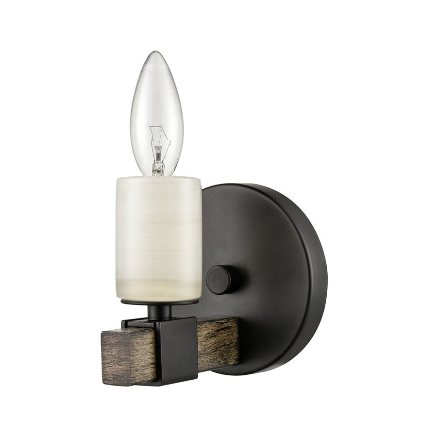 Atlas Lighting Stone Manor 5in 1-Light Wall Sconce | Transitional Matte Black and Aspen Metal | Bathroom & Hallway | 5 x 5 x 5 in | Model WL11453-BK