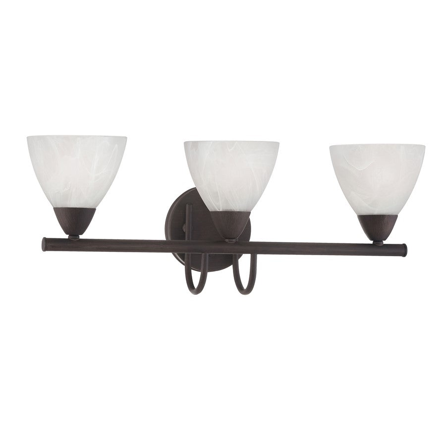 Atlas Lighting Tia 22.5in 3-Light Vanity Light | Traditional Painted Bronze and White Frosted Glass | Bathroom Vanity & Powder | Model WL11456-BZ