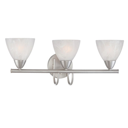 Atlas Lighting Tia 22.5in 3-Light Vanity Light | Traditional Matte Nickel and White Frosted Glass | Bathroom Vanity & Powder Room | Model WL11456-NK