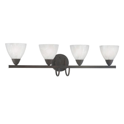 Atlas Lighting Tia 30.75in 4-Light Vanity Light | Traditional Painted Bronze and White Frosted Glass | Bathroom Vanity & Powder | Model WL11457-BZ