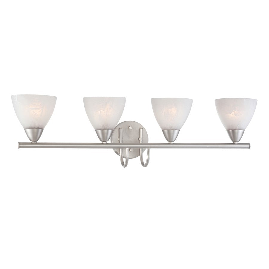 Atlas Lighting Tia 30.75in 4-Light Vanity Light | Traditional Matte Nickel and White Frosted Glass | Bathroom Vanity & Powder Room | Model WL11457-NK