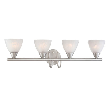 Atlas Lighting Tia 30.75in 4-Light Vanity Light | Traditional Matte Nickel and White Frosted Glass | Bathroom Vanity & Powder Room | Model WL11457-NK