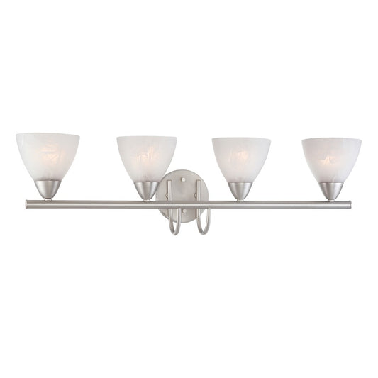 Atlas Lighting Tia 30.75in 4-Light Vanity Light | Traditional Matte Nickel and White Frosted Glass | Bathroom Vanity & Powder Room | Model WL11457-NK
