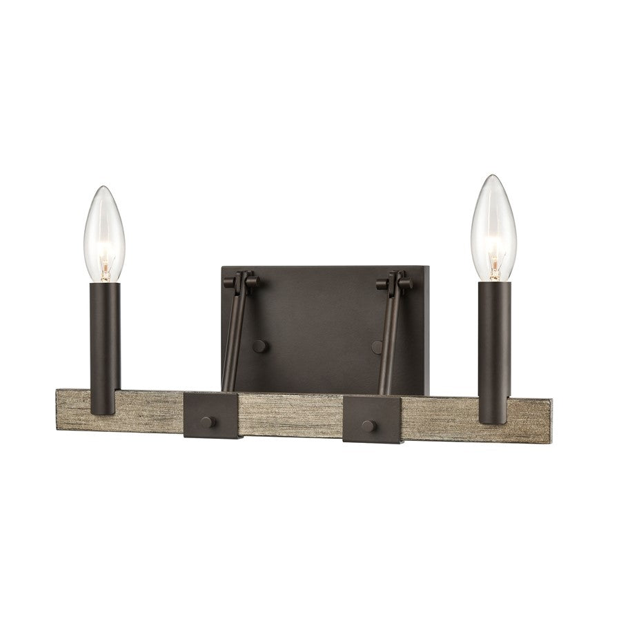 Atlas Lighting Transitions 14in 2-Light Vanity Light | Transitional Oil Rubbed Bronze and Aspen Metal | Bathroom Vanity & Powder | Model WL11458-BZ