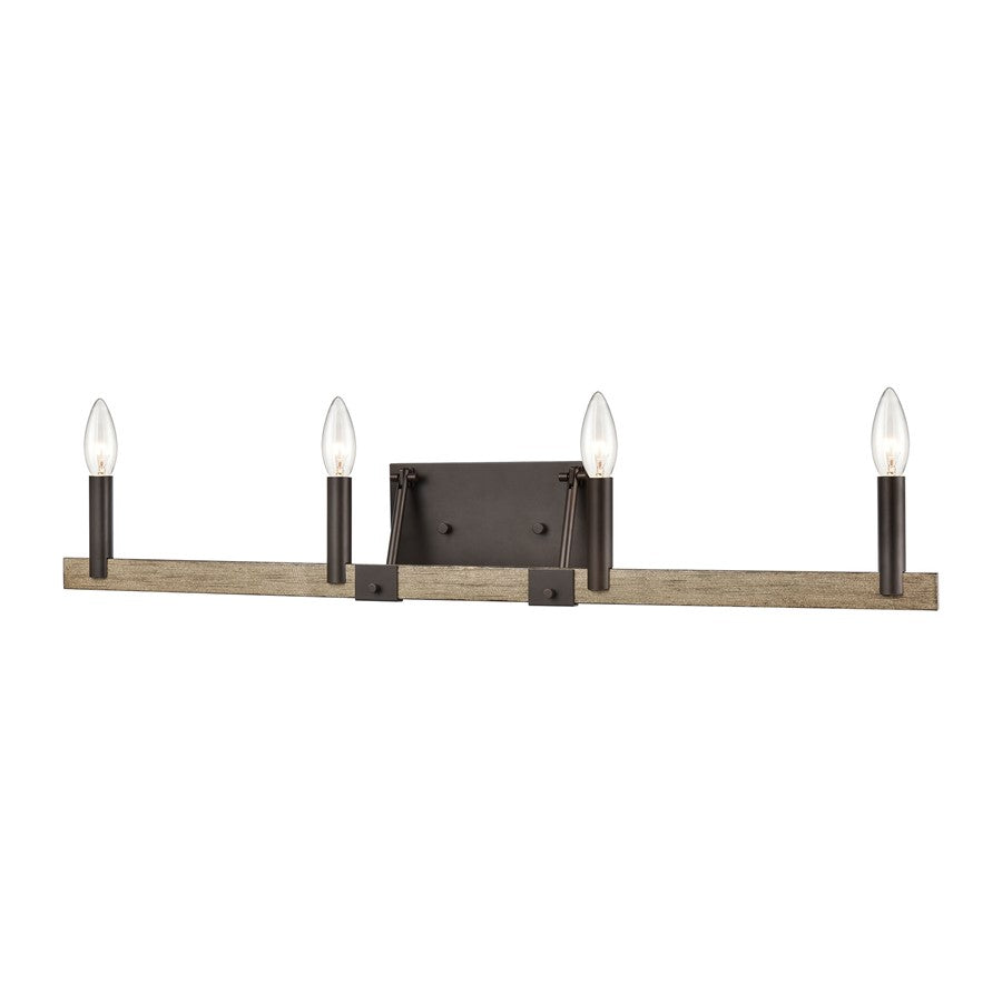 Atlas Lighting Transitions 32in 4-Light Vanity Light | Transitional Oil Rubbed Bronze and Aspen Metal | Bathroom Vanity & Powder | Model WL11460-BZ