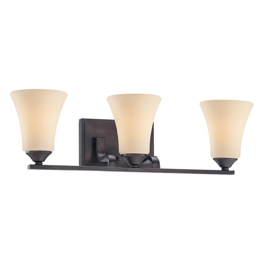 Atlas Lighting Treme 23in 3-Light Vanity Light | Traditional Espresso Metal and Beige Glass | Bathroom Vanity & Powder Room | Model WL11462-BN