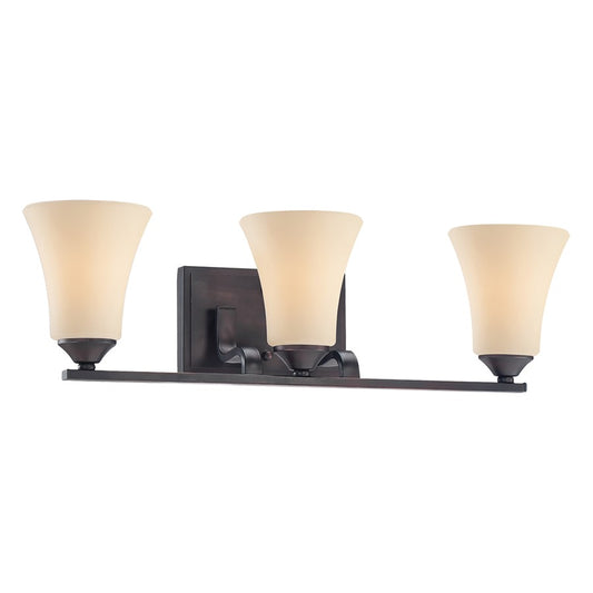 Atlas Lighting Treme 23in 3-Light Vanity Light | Traditional Espresso Metal and Beige Glass | Bathroom Vanity & Powder Room | Model WL11462-BN