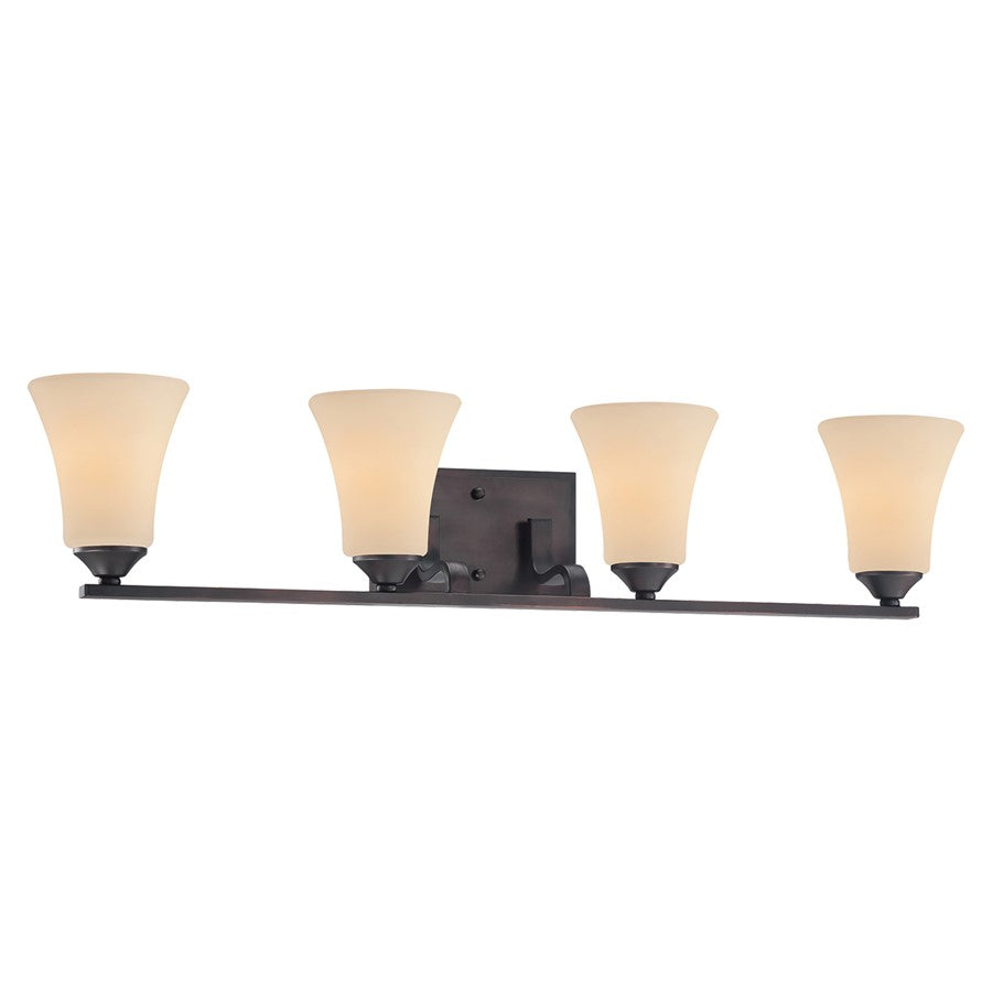 Atlas Lighting Treme 32in 4-Light Vanity Light | Traditional Espresso Metal and Beige Glass | Bathroom Vanity & Powder Room | Model WL11463-BN