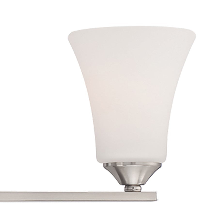 Atlas Lighting Treme 32in 4-Light Vanity Light | Traditional Brushed Nickel and White Glass | Bathroom Vanity | 32 x 7 x 6.75 in | Model WL11463-NK