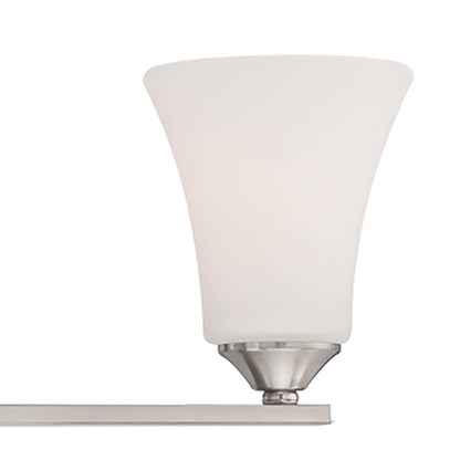 Atlas Lighting Treme 32in 4-Light Vanity Light | Traditional Brushed Nickel and White Glass | Bathroom Vanity | 32 x 7 x 6.75 in | Model WL11463-NK
