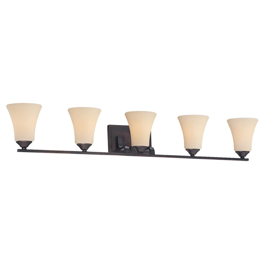 Atlas Lighting Treme 41in 5-Light Vanity Light | Traditional Espresso and Beige Glass | Bathroom Vanity | 41 x 7 x 6.75 in | Model WL11464-BN
