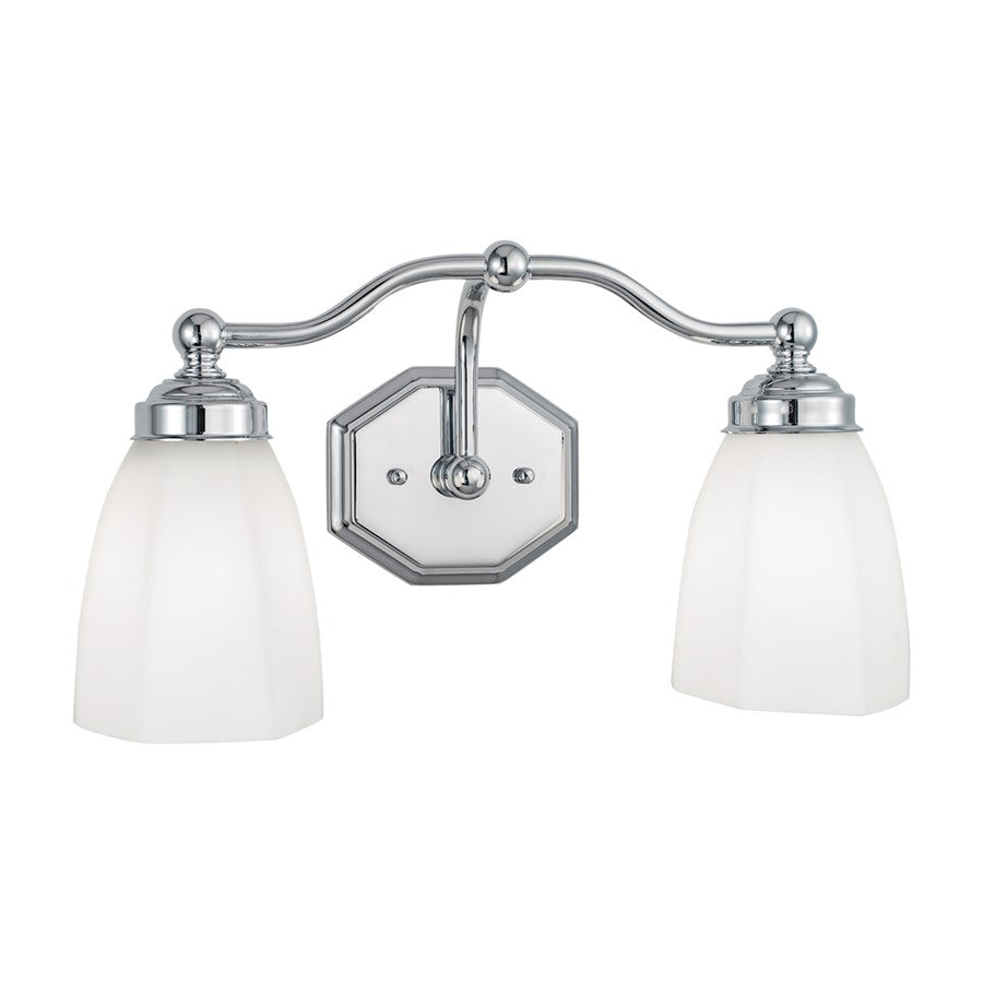 Atlas Lighting Trevi 17in 2-Light Vanity Light | Traditional Brushed Nickel and White Glass | Bathroom Vanity | 17 x 8 x 8 in | Model WL11465-NK