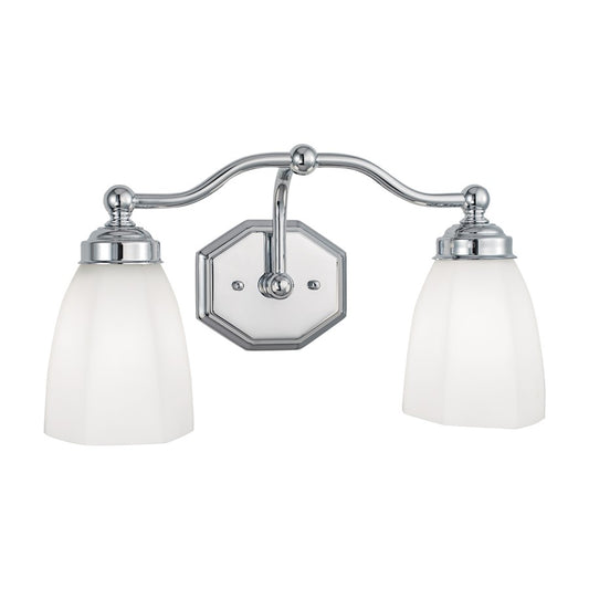 Atlas Lighting Trevi 17in 2-Light Vanity Light | Traditional Brushed Nickel and White Glass | Bathroom Vanity | 17 x 8 x 8 in | Model WL11465-NK