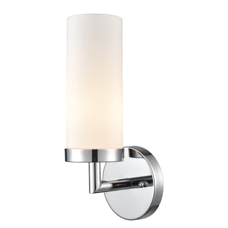 Atlas Lighting Tristen 13in 1-Light Wall Sconce | Modern Chrome and White Frosted Glass | Bathroom Vanity & Hallway | 6 x 6 x 13 in | Model WL11466-CH