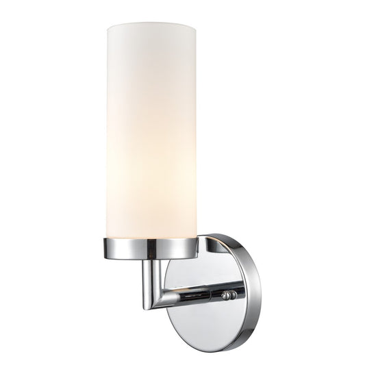 Atlas Lighting Tristen 13in 1-Light Wall Sconce | Modern Chrome and White Frosted Glass | Bathroom Vanity & Hallway | 6 x 6 x 13 in | Model WL11466-CH