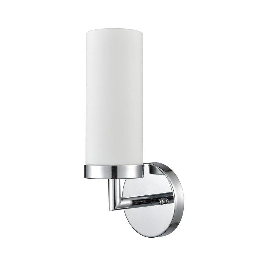 Atlas Lighting Tristen 13in 1-Light Wall Sconce | Modern Chrome and White Frosted Glass | Bathroom Vanity & Hallway | 6 x 6 x 13 in | Model WL11466-CH