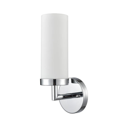 Atlas Lighting Tristen 13in 1-Light Wall Sconce | Modern Chrome and White Frosted Glass | Bathroom Vanity & Hallway | 6 x 6 x 13 in | Model WL11466-CH