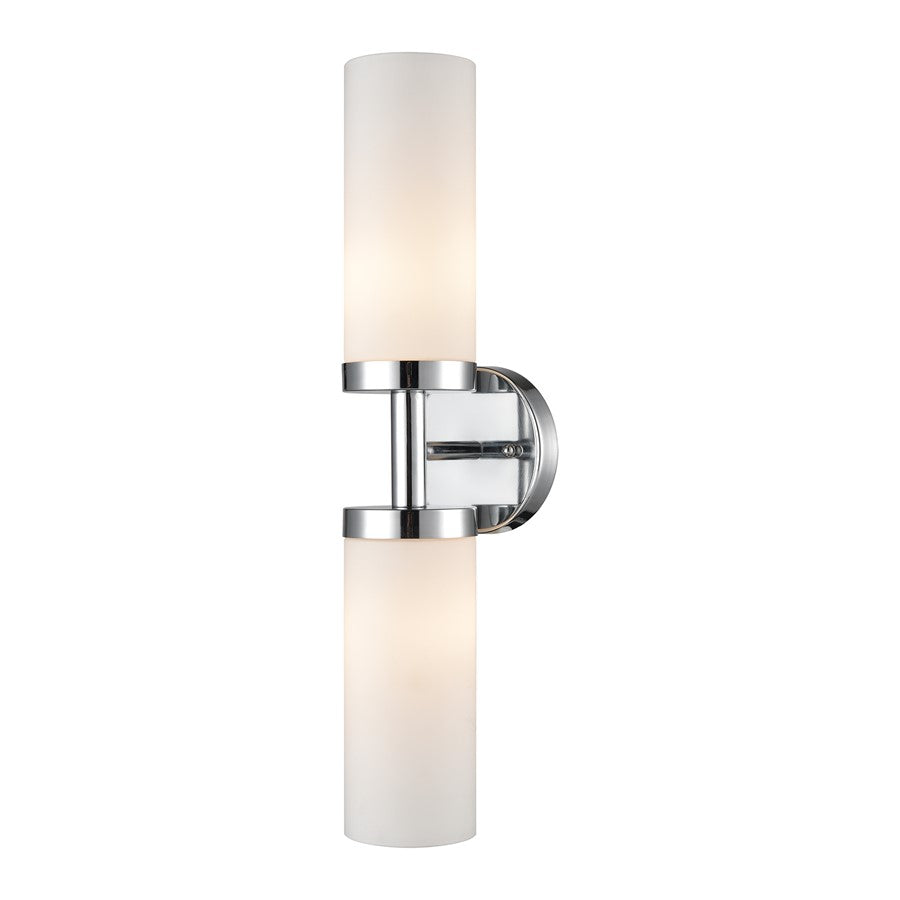 Atlas Lighting Tristen 20in 2-Light Vanity Light | Modern Chrome and White Frosted Glass | Bathroom Vanity & Powder Room | Model WL11467-CH