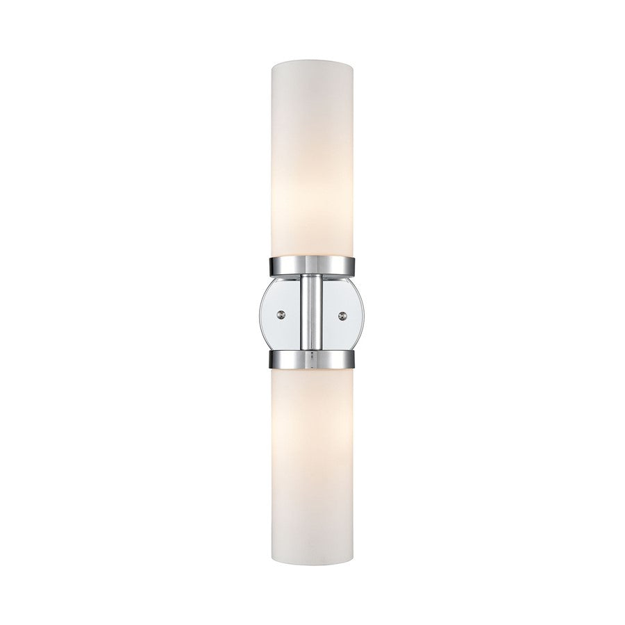 Atlas Lighting Tristen 20in 2-Light Vanity Light | Modern Chrome and White Frosted Glass | Bathroom Vanity & Powder Room | Model WL11467-CH