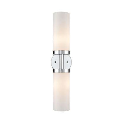 Atlas Lighting Tristen 20in 2-Light Vanity Light | Modern Chrome and White Frosted Glass | Bathroom Vanity & Powder Room | Model WL11467-CH