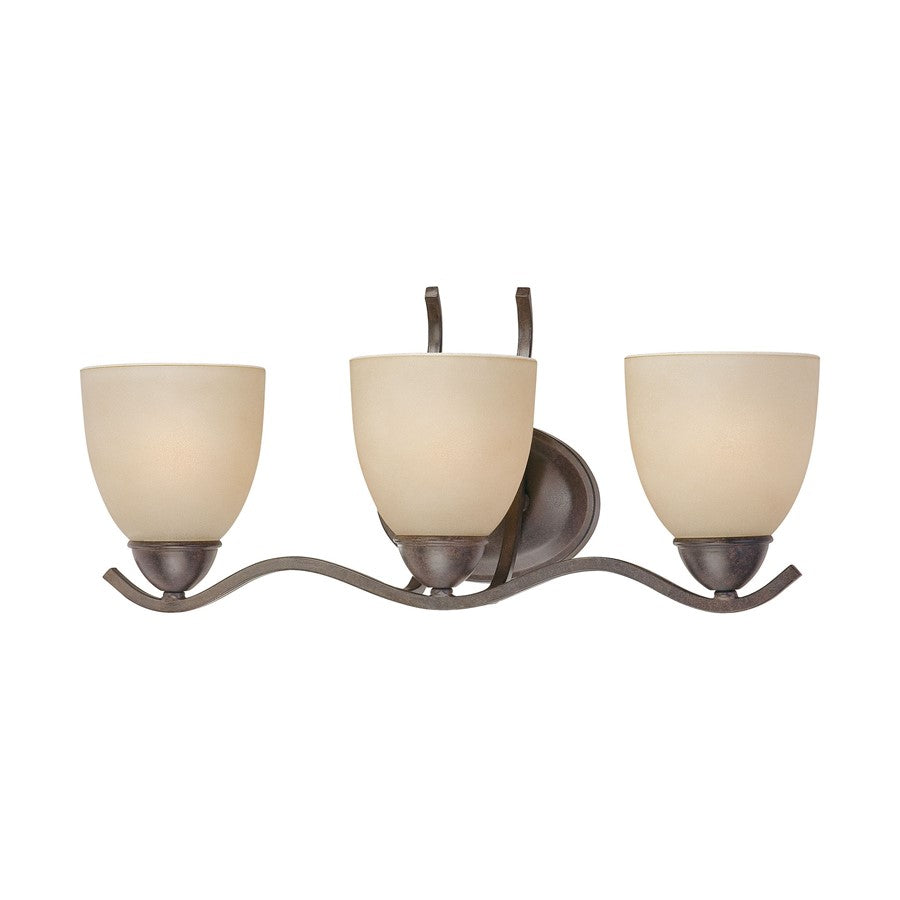 Atlas Lighting Triton 21in 3-Light Wall Lamp | Transitional Sable Bronze and Amber Glass | Bathroom Vanity & Powder Room | Model WL11468-BZ
