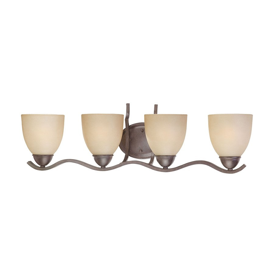 Atlas Lighting Triton 29in 4-Light Vanity Light | Transitional Sable Bronze and Amber Glass | Bathroom Vanity | 29 x 8.25 x 8.5 in | Model WL11469-BZ