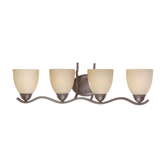 Atlas Lighting Triton 29in 4-Light Vanity Light | Transitional Sable Bronze and Amber Glass | Bathroom Vanity | 29 x 8.25 x 8.5 in | Model WL11469-BZ
