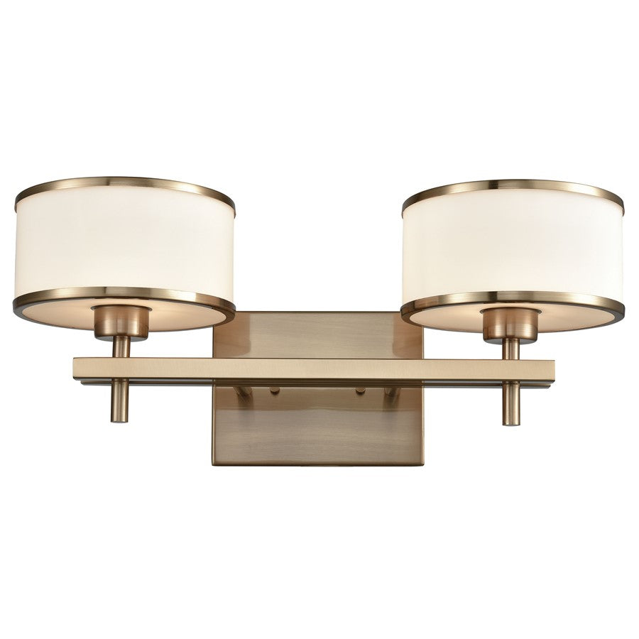 Atlas Lighting Utica 18in 2-Light Vanity Light | Transitional Satin Brass and White Glass | Bathroom Vanity | 18 x 8 x 8 in | Model WL11470-BS