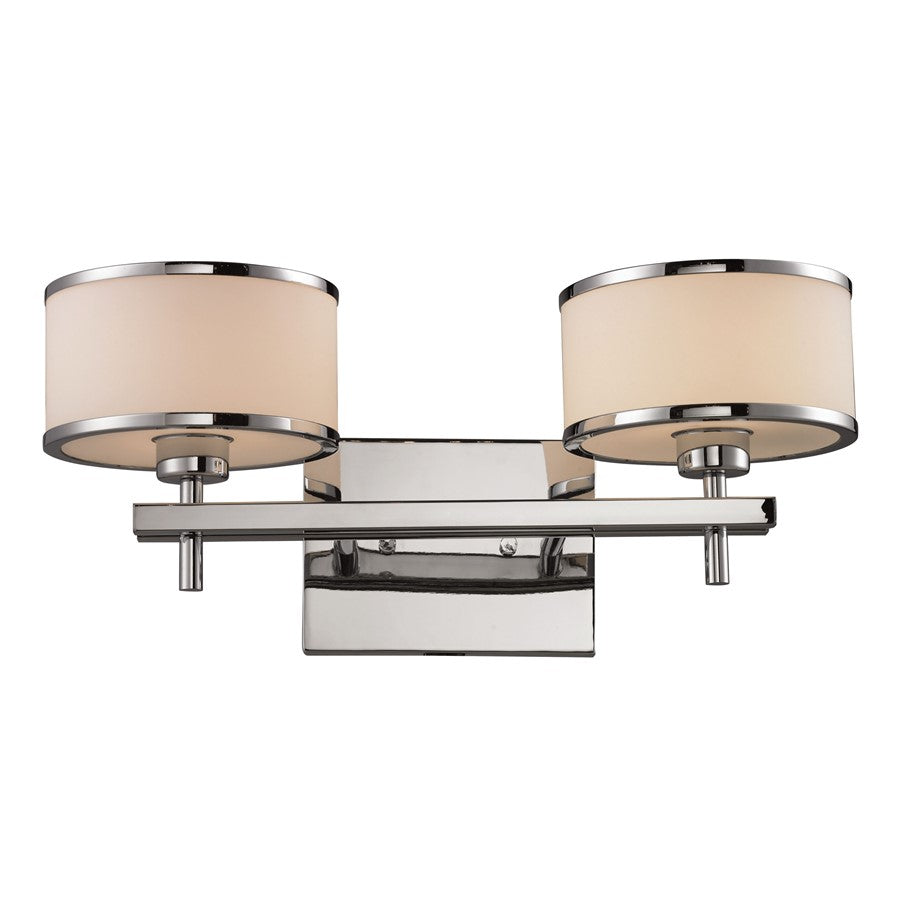 Atlas Lighting Utica 18in 2-Light Vanity Light | Transitional Polished Chrome and White Glass | Bathroom Vanity | 18 x 8 x 8 in | Model WL11470-CH