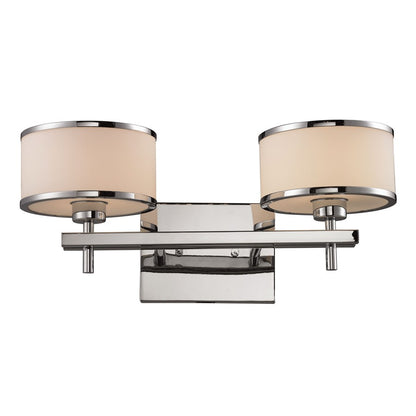 Atlas Lighting Utica 18in 2-Light Vanity Light | Transitional Polished Chrome and White Glass | Bathroom Vanity | 18 x 8 x 8 in | Model WL11470-CH