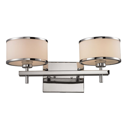 Atlas Lighting Utica 18in 2-Light Vanity Light | Transitional Polished Chrome and White Glass | Bathroom Vanity | 18 x 8 x 8 in | Model WL11470-CH