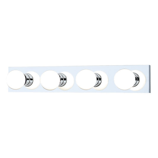 Atlas Lighting Vanity Strips 24in 4-Light Vanity Light | Modern Chrome and White Glass | Bathroom Vanity & Makeup Mirror | Model WL11472-CH