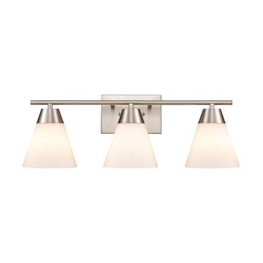 Atlas Lighting Vivica 24in 3-Light Vanity Light | Transitional Brushed Nickel and White Glass | Bathroom Vanity | Model WL11474-NK