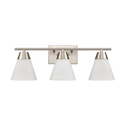 Atlas Lighting Vivica 24in 3-Light Vanity Light | Transitional Brushed Nickel and White Glass | Bathroom Vanity | Model WL11474-NK