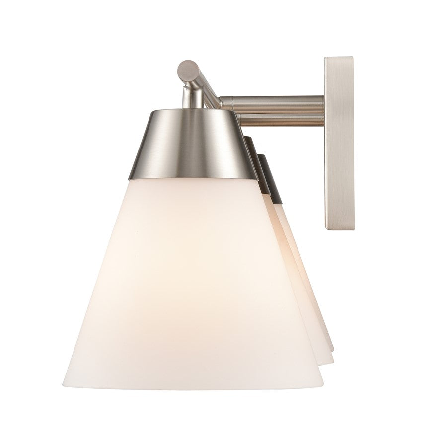 Atlas Lighting Vivica 24in 3-Light Vanity Light | Transitional Brushed Nickel and White Glass | Bathroom Vanity | Model WL11474-NK