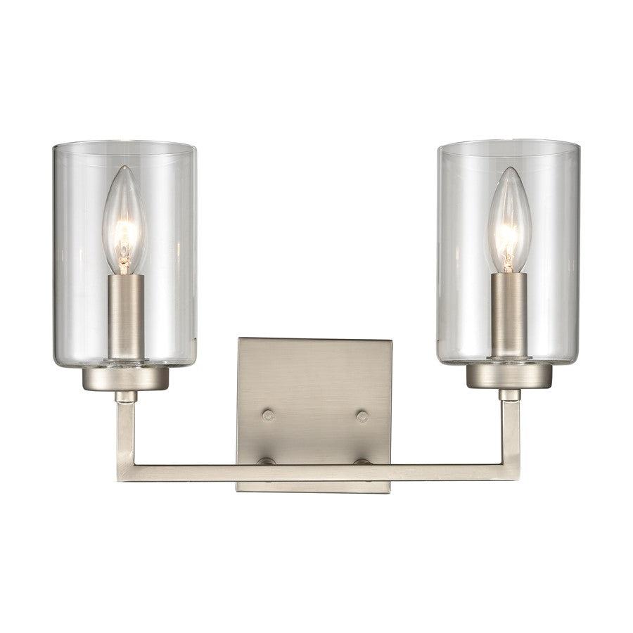 Atlas Lighting West End 14.5in 2-Light Vanity Light | Transitional Brushed Nickel and Clear Glass | Bathroom Vanity | Model WL11475-NK