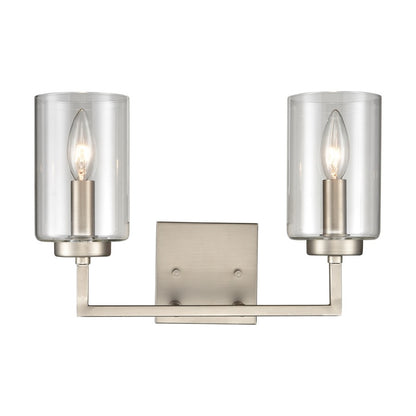 Atlas Lighting West End 14.5in 2-Light Vanity Light | Transitional Brushed Nickel and Clear Glass | Bathroom Vanity | Model WL11475-NK