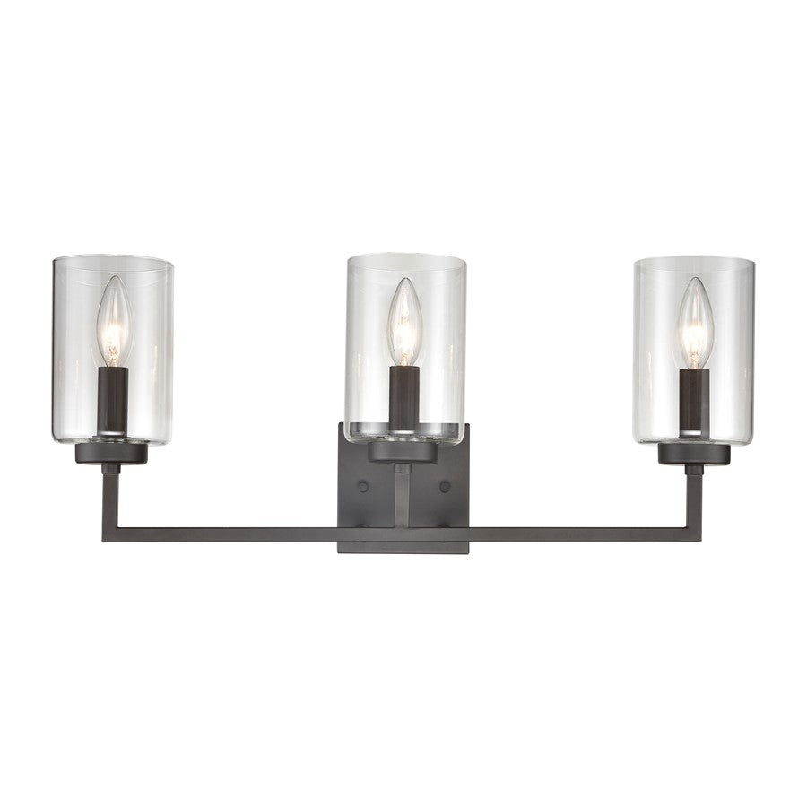 Atlas Lighting West End 23in 3-Light Vanity Light | Transitional Oil Rubbed Bronze and Clear Glass | Bathroom Vanity | Model WL11476-BZ
