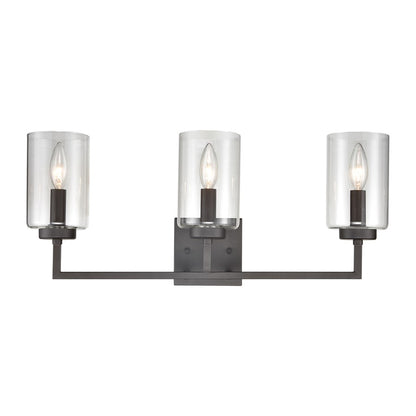 Atlas Lighting West End 23in 3-Light Vanity Light | Transitional Oil Rubbed Bronze and Clear Glass | Bathroom Vanity | Model WL11476-BZ