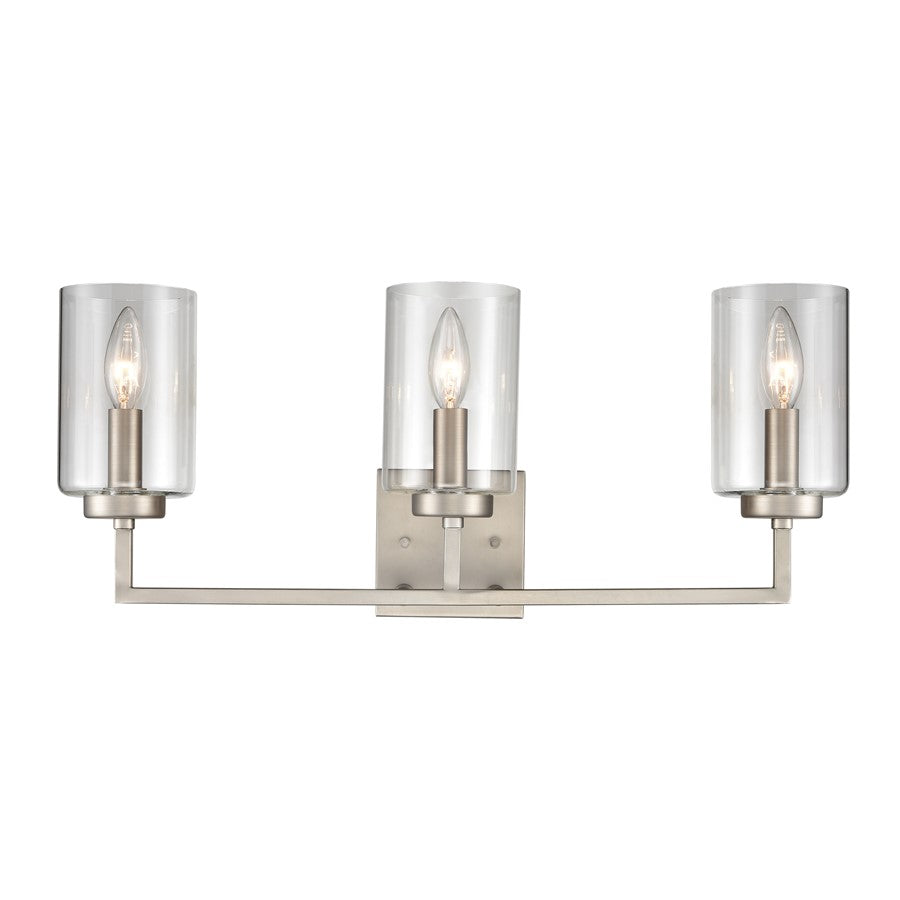 Atlas Lighting West End 23in 3-Light Vanity Light | Transitional Brushed Nickel and Clear Glass | Bathroom Vanity | Model WL11476-NK